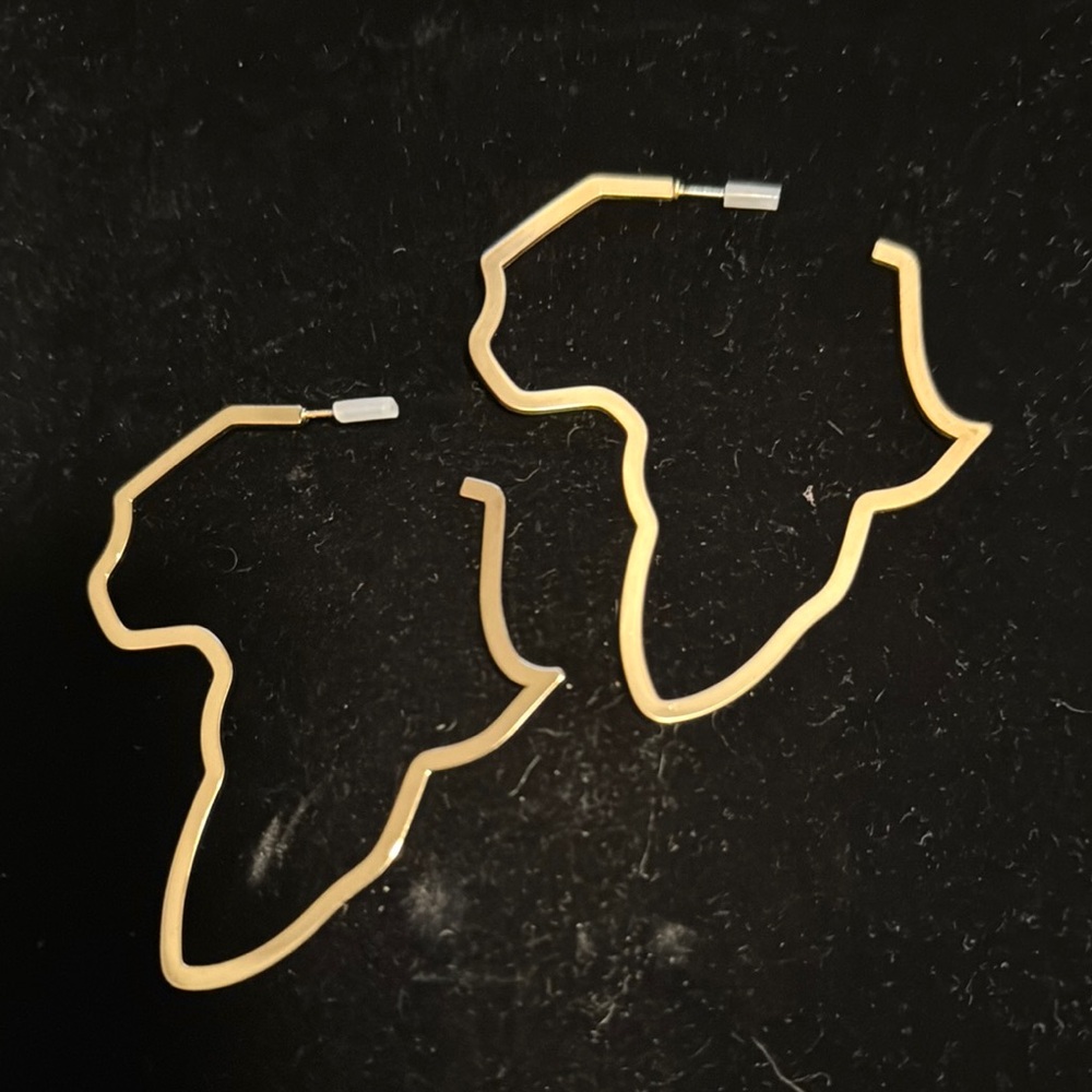 Gold Africa Map Earrings